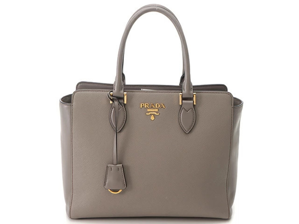 Prada 2way Shoulder Bag Saffiano Leather Gray